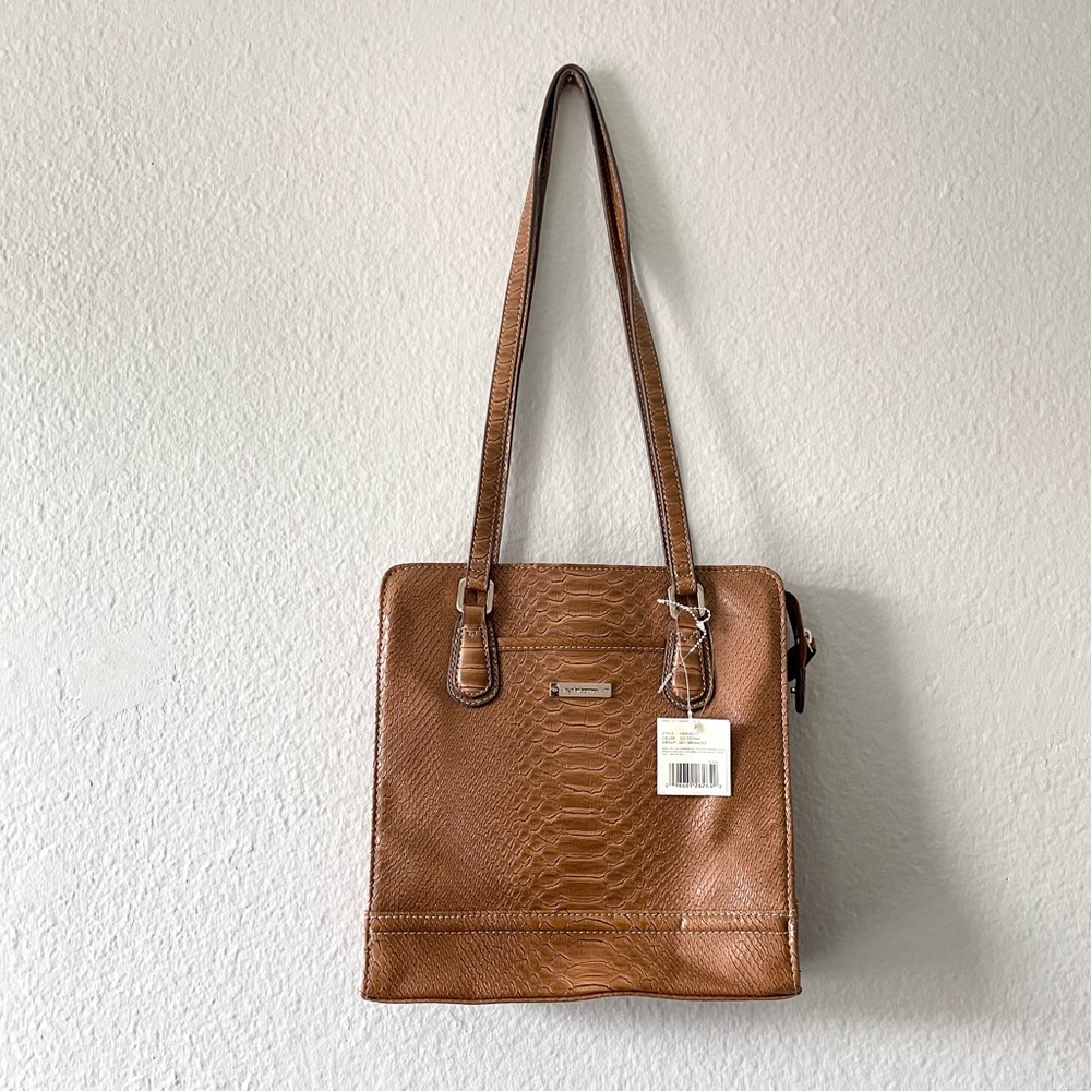 Liz Claiborne Cognac Tan Snakeskin Faux Leather Shoulder Bag